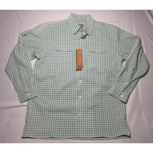Heybo Headwaters SeerSucker Long Sleeve Mens Small‎ Green/Gray/White NWT!